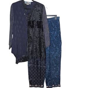 Tienda Ho Pant Top Set Floral Embroidered Lantern Mirrors Lagenlook Fairy Velvet